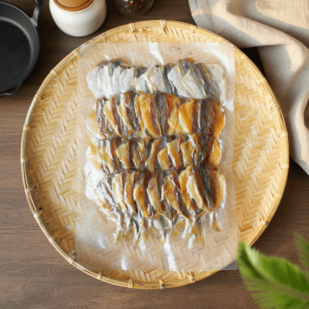 Cá chỉ vàng khô - một loại hải sản khô Bình Thuận được nhiều người mua về làm quà tặng